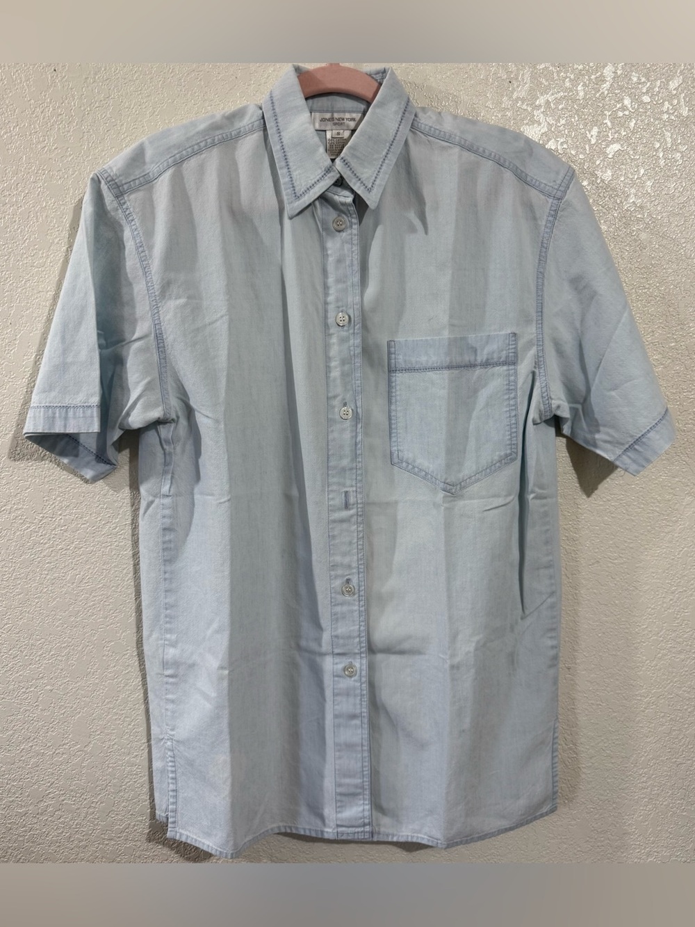 Jones New York Light Blue Short-Sleeve Button-Down Shirt